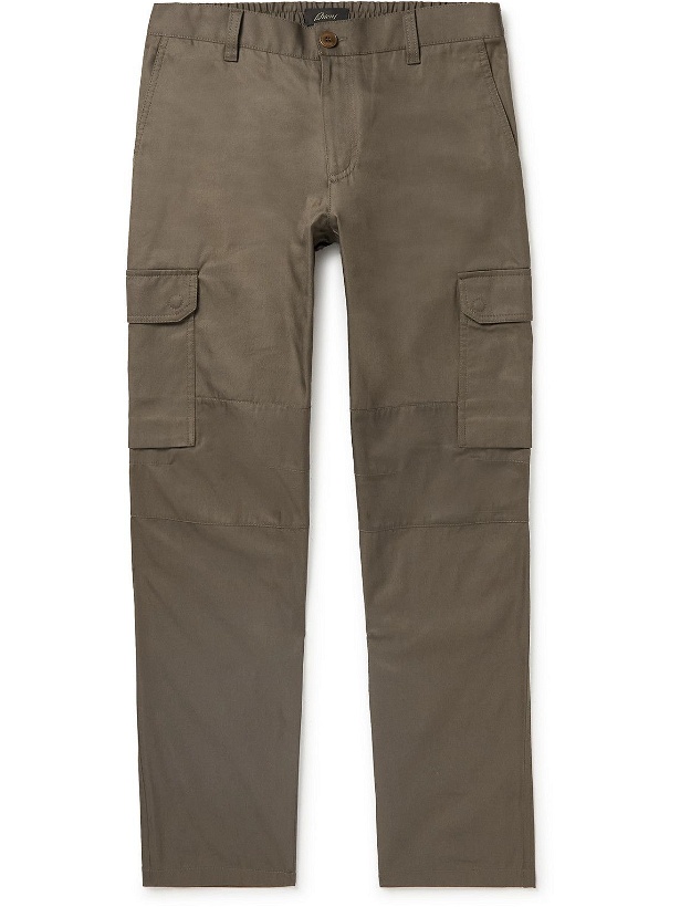 Photo: Brioni - Straight-Leg Cotton-Gabardine Cargo Trousers - Brown