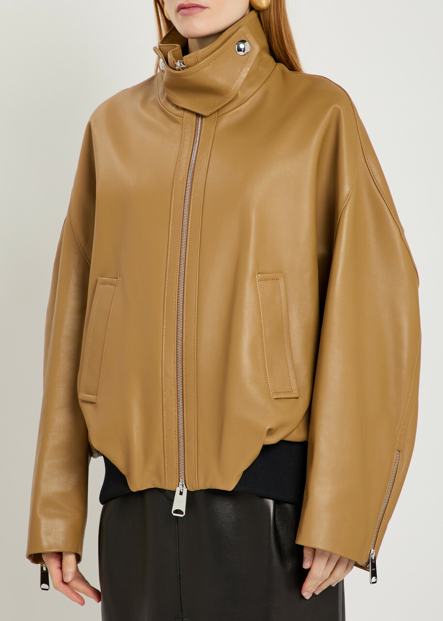 Khaite Hamett Leather Jacket Caramel