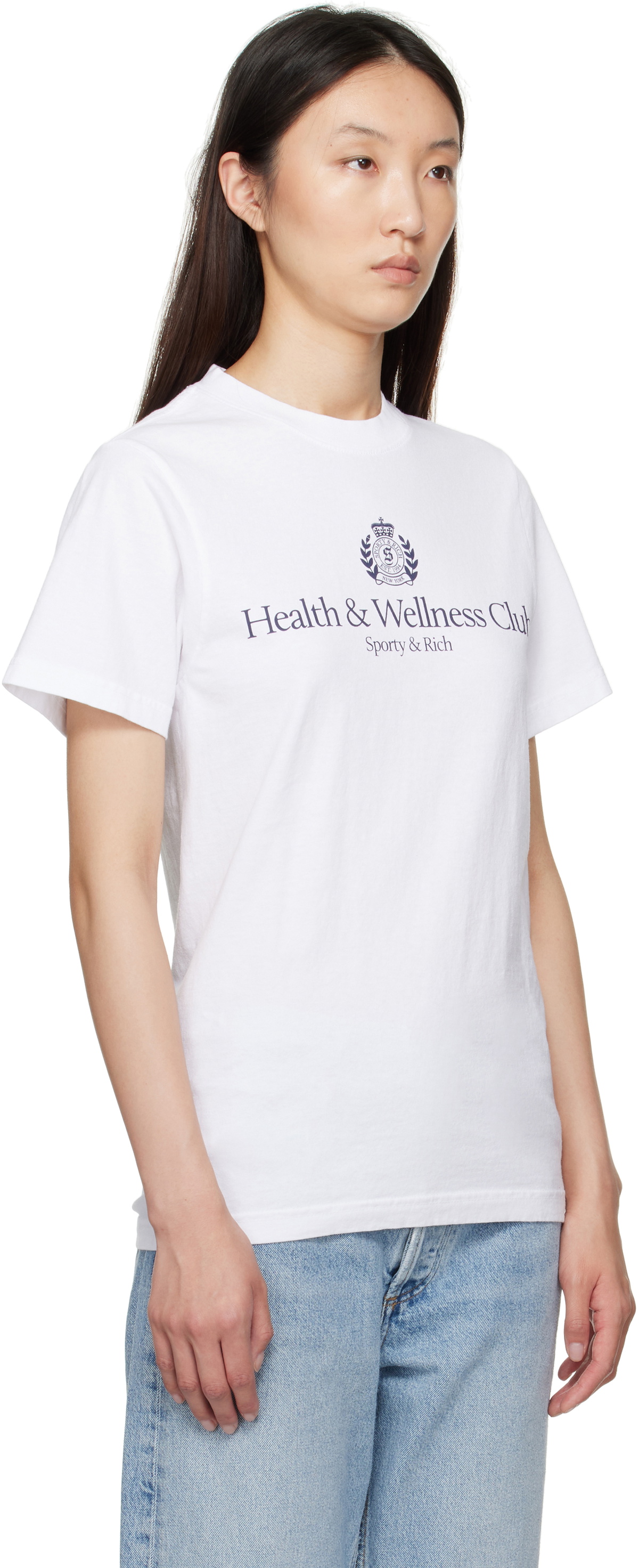 Sporty & Rich White H&W Crest T-shirt