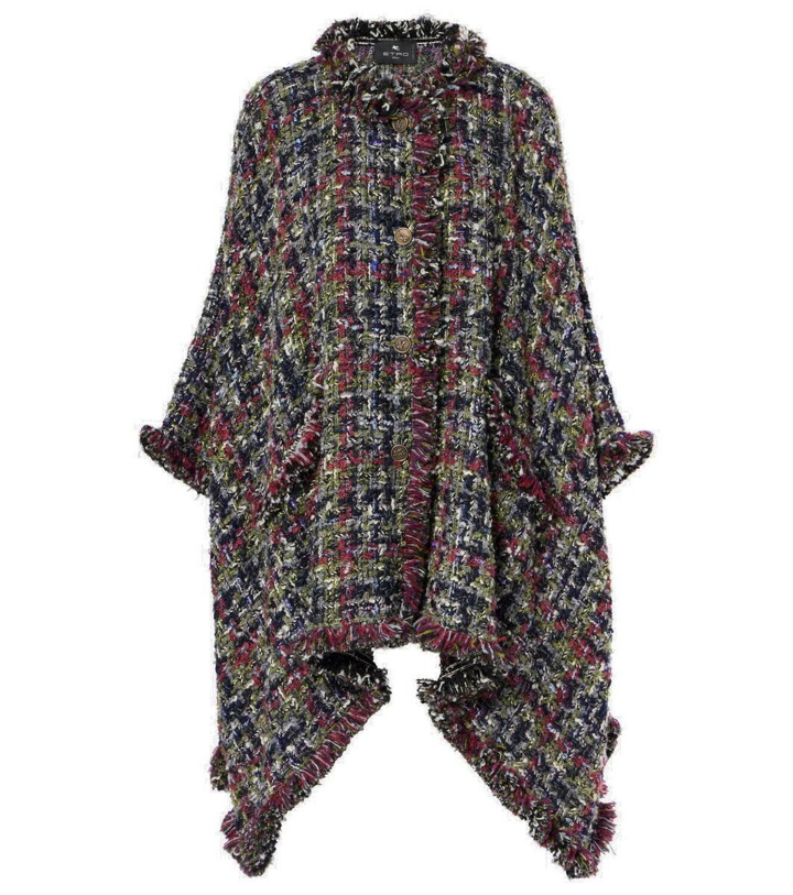 Photo: Etro Wool-blend tweed poncho