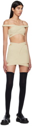 J KOO Beige Cutout Miniskirt