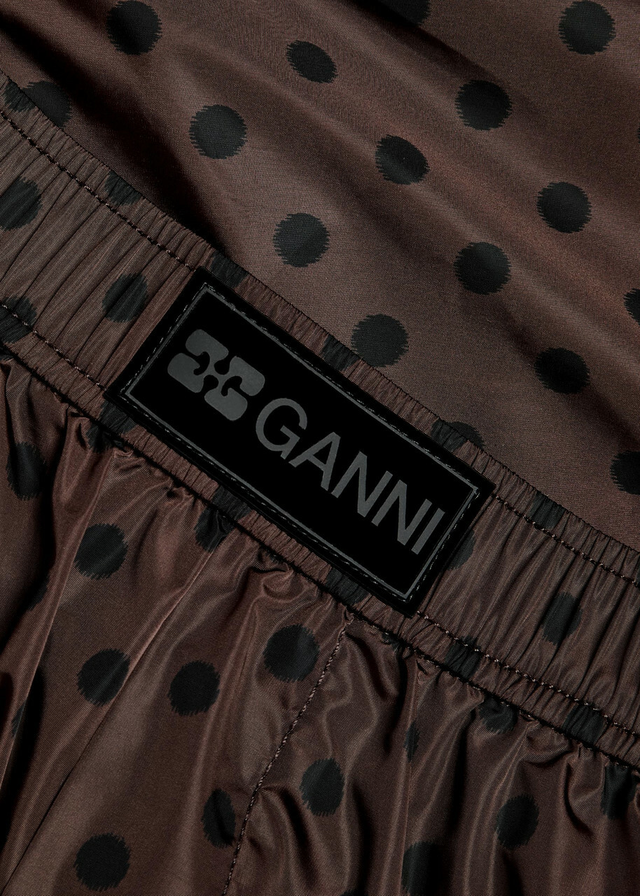 Ganni Polka dot Shell Shorts Brown