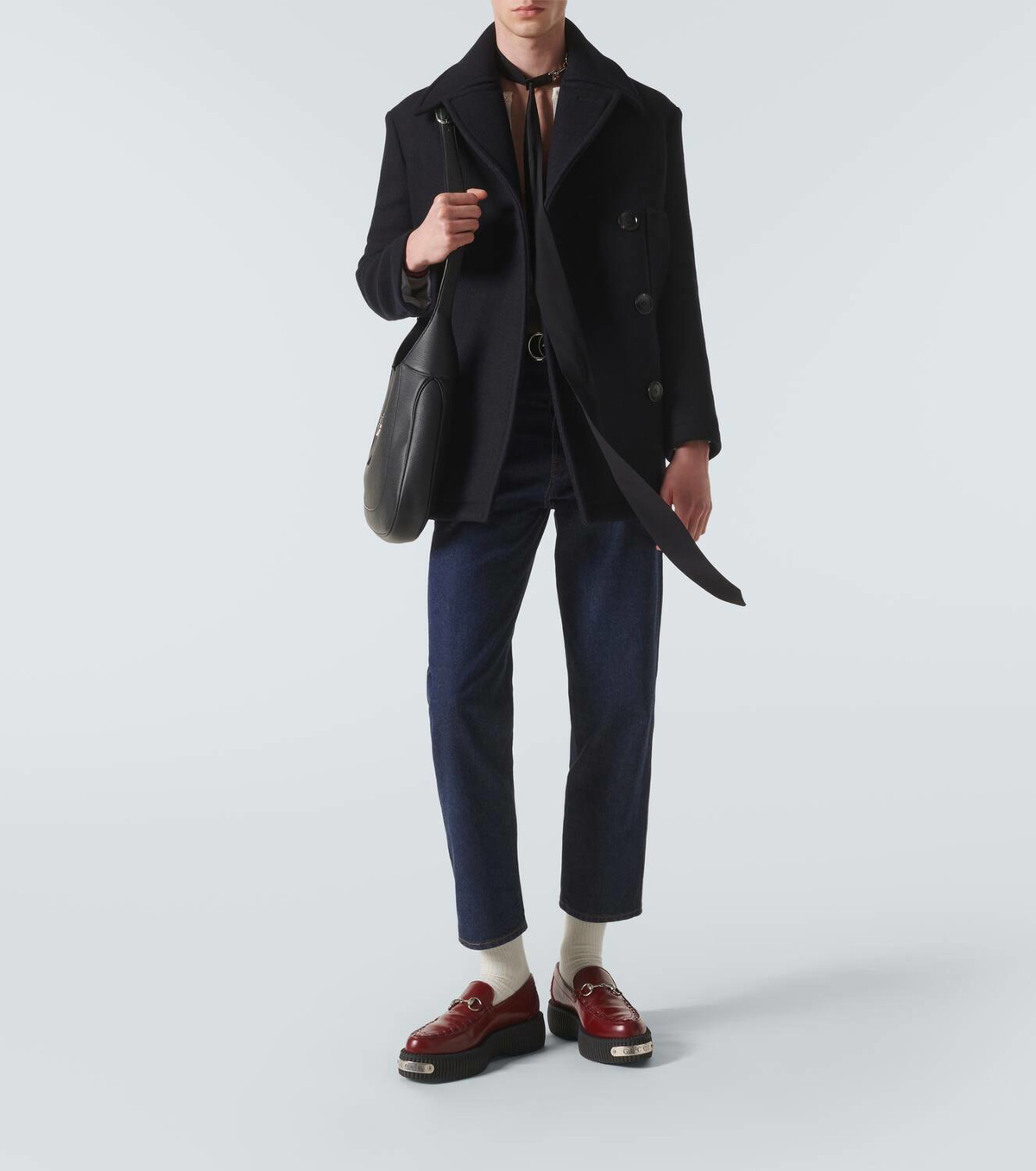 Gucci Web Stripe double-breasted wool peacoat Gucci