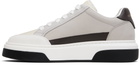 Ferragamo Gray & Off-White Low Cut Gancini Outline Sneakers