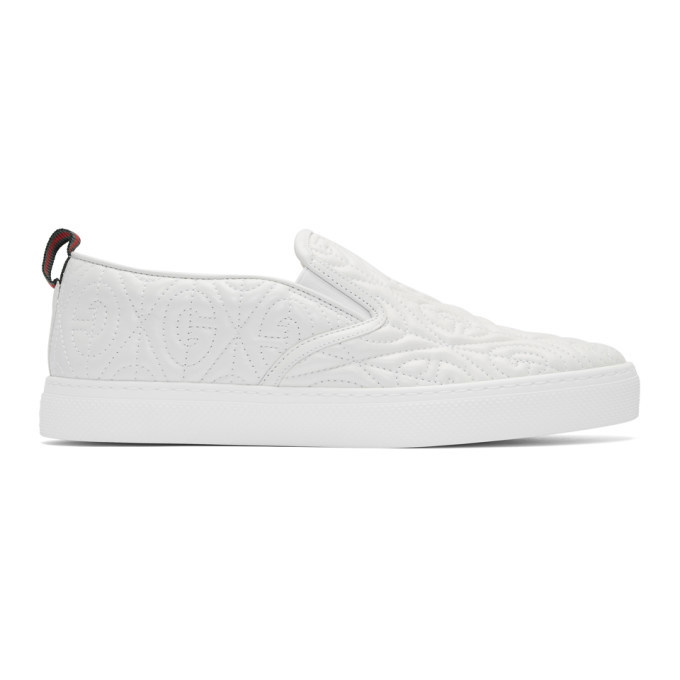 Photo: Gucci White G Rhombus Slip-On Sneakers