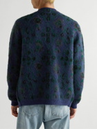 Beams Plus - Floral-Print Jacquard-Knit Cardigan - Blue