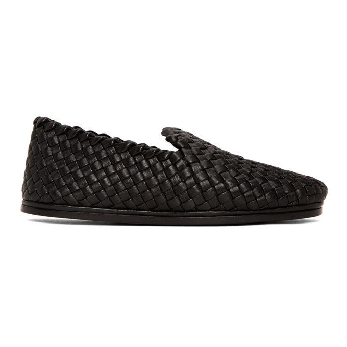 Photo: Bottega Veneta Black Intrecciato Tubolare Loafers