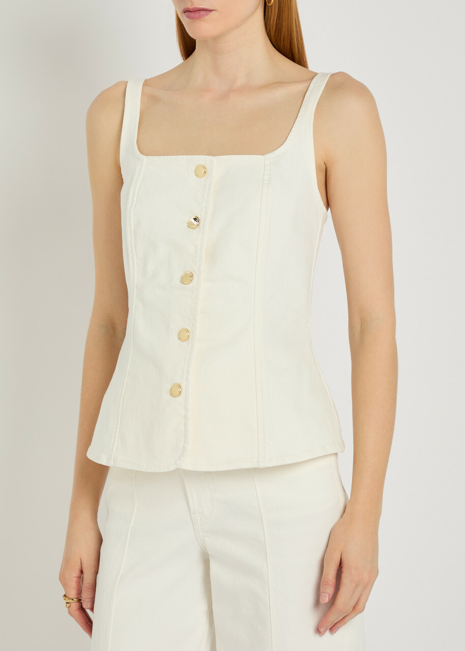 Good American Square-neck Denim top White