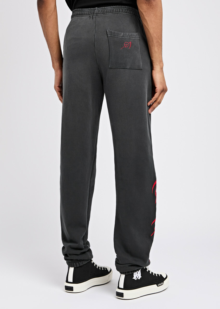 Warren Lotas Serenity Reaper Embroidered Cotton Sweatpants Black