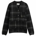 Universal Works Men's MOH Check Fleece Cardigan in Grey