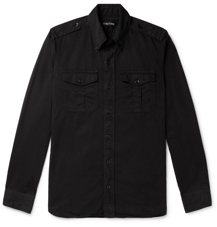 Photo: TOM FORD - Slim-Fit Button-Down Collar Cotton-Sateen Shirt - Black