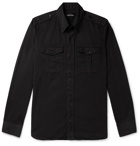 TOM FORD - Slim-Fit Button-Down Collar Cotton-Sateen Shirt - Black