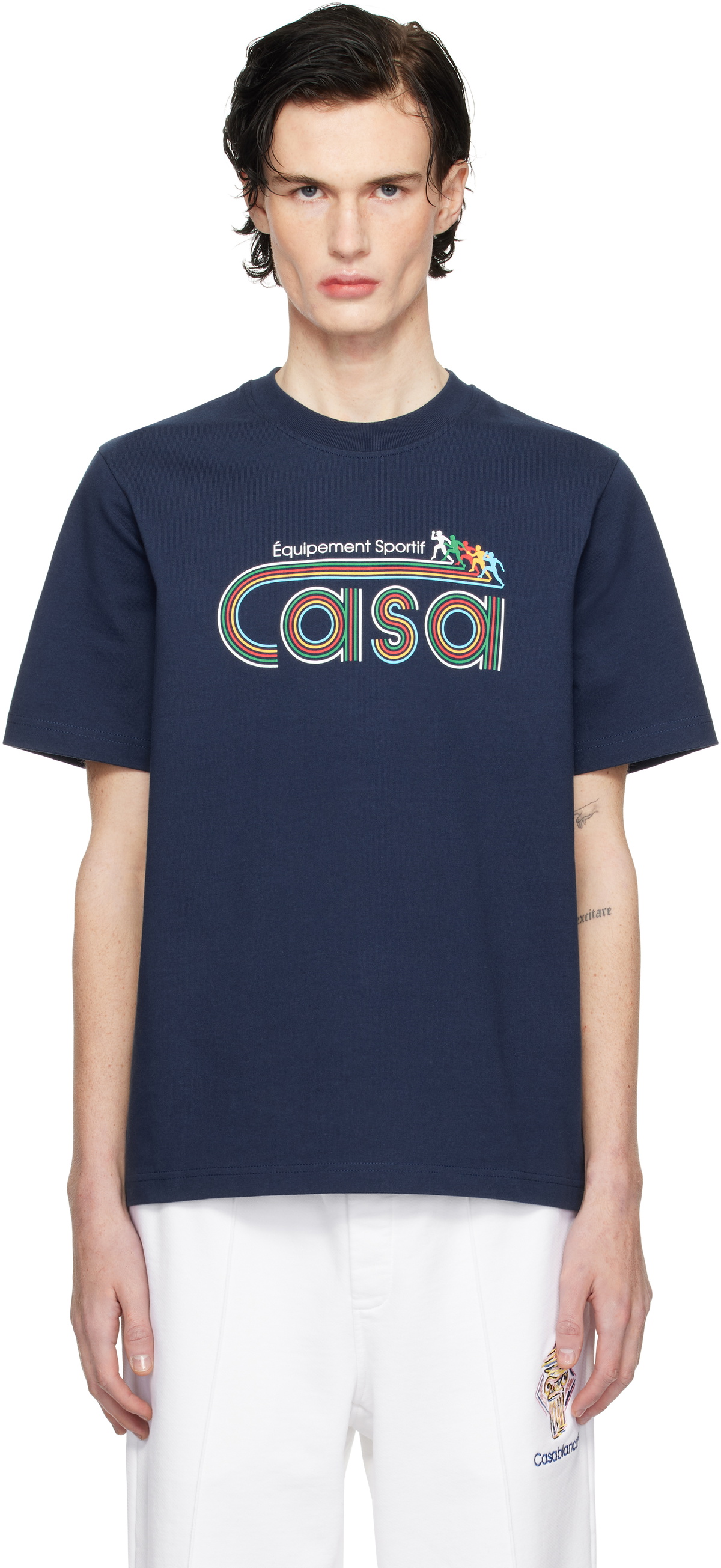 【関税込み】Casablanca ネイビー Equipement Sportif Tシャツ navy-equipement-sportif-t-