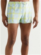 SMR Days - Checked Slim-Fit Short-Length Swim Shorts - Blue