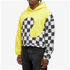 ERL Men's Checkerboard Swirl Popover Hoodie in Yellow