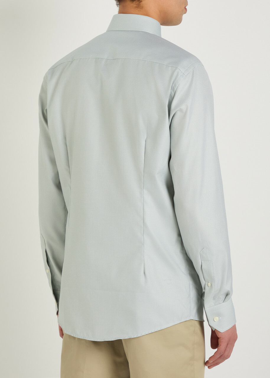 Eton Houndstooth Cotton-twill Shirt Light Green