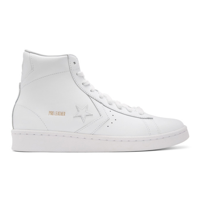 Photo: Converse White Leather Pro Mid Sneakers