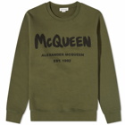 Alexander McQueen Men's Graffiti Logo Crew Sweat in Khk&Blck