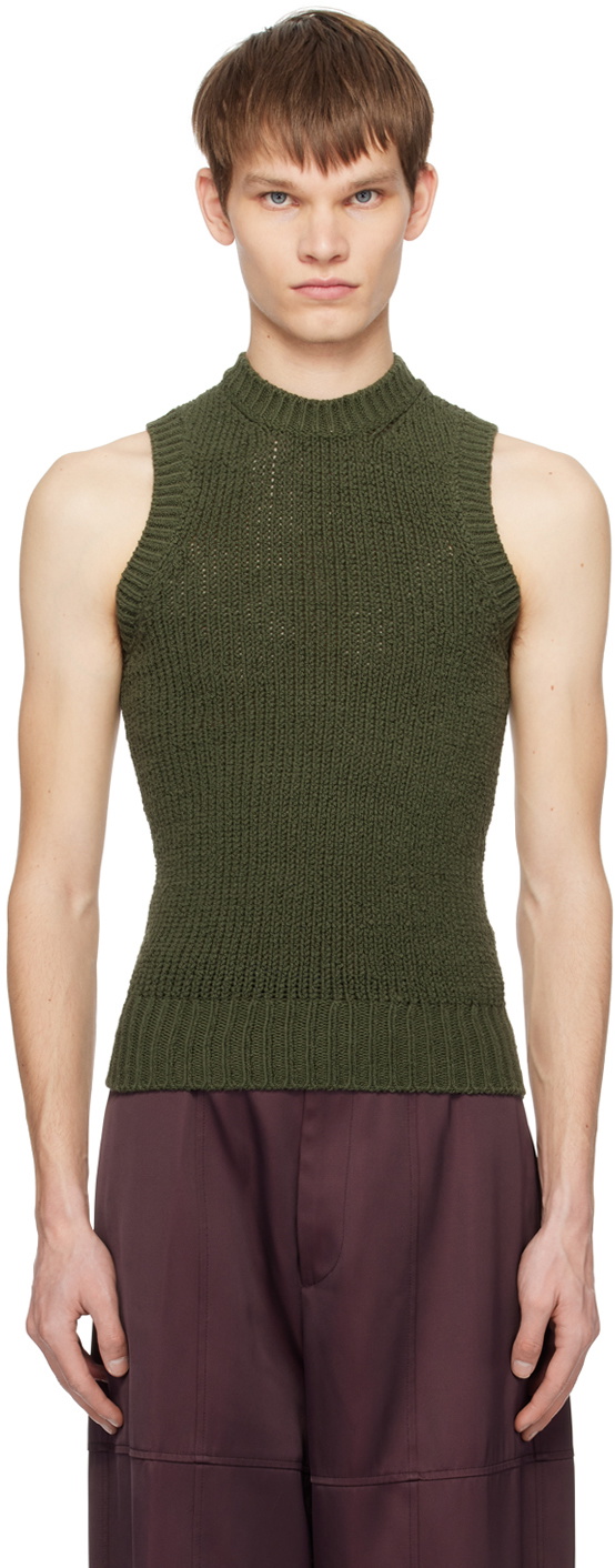 Jil Sander Green Crewneck Tank Top
