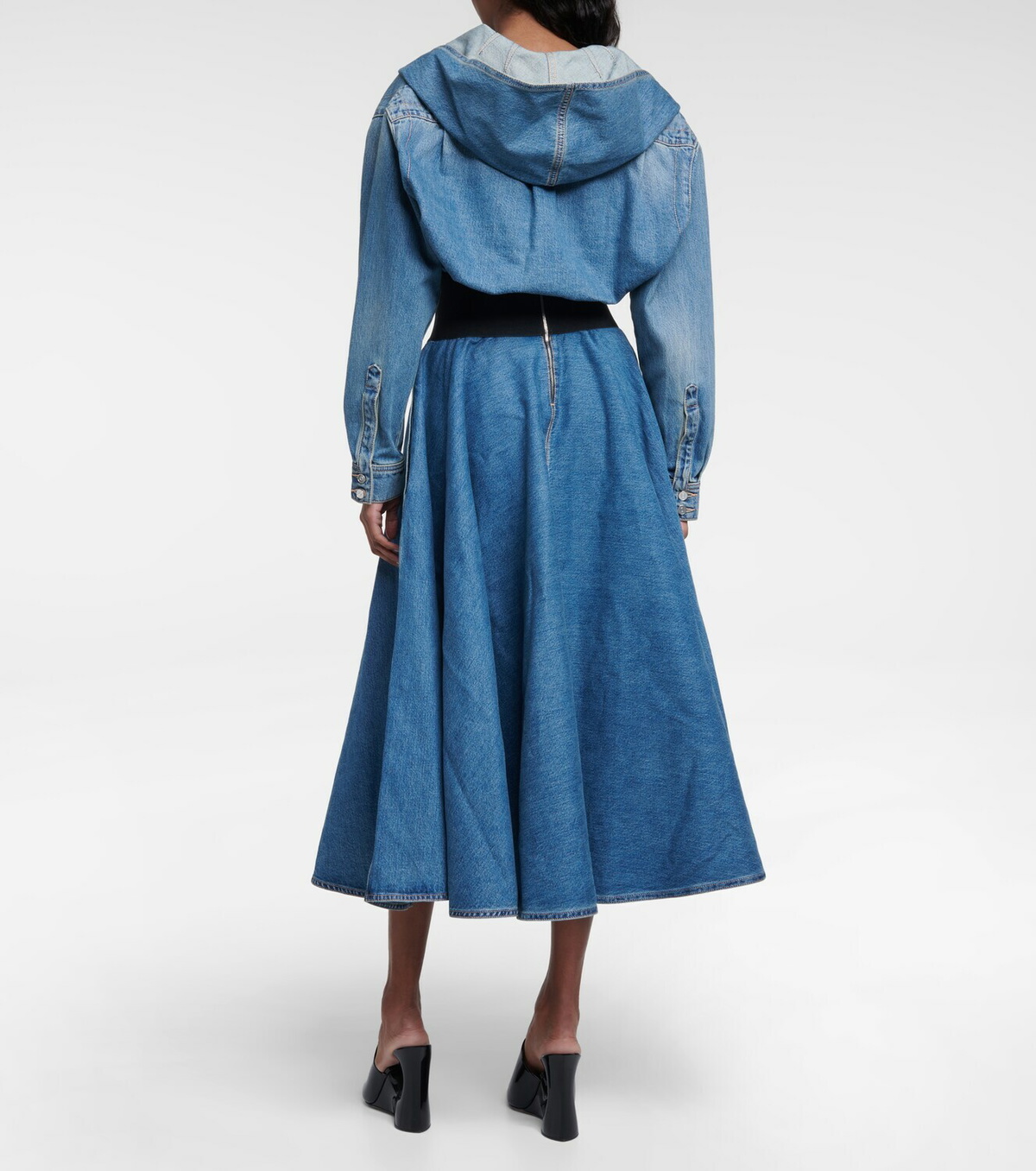 Alaa Belted denim midi skirt ALAA