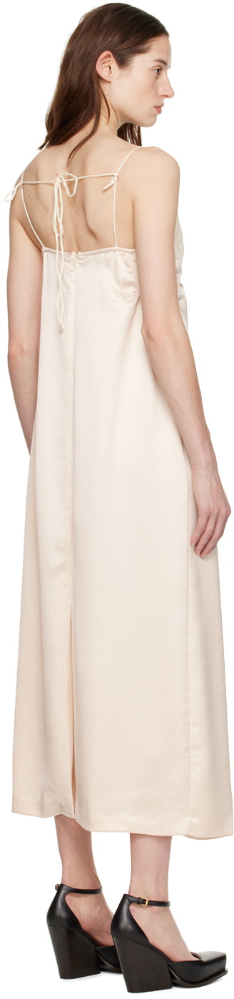 LVIR Beige V-Neck Midi Dress