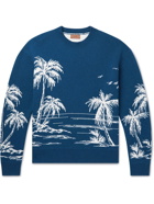 Alanui - Sorrounded by the Ocean Cashmere-Blend Jacquard Sweater - Blue