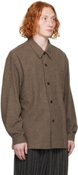 AMOMENTO Brown Spread Collar Shirt