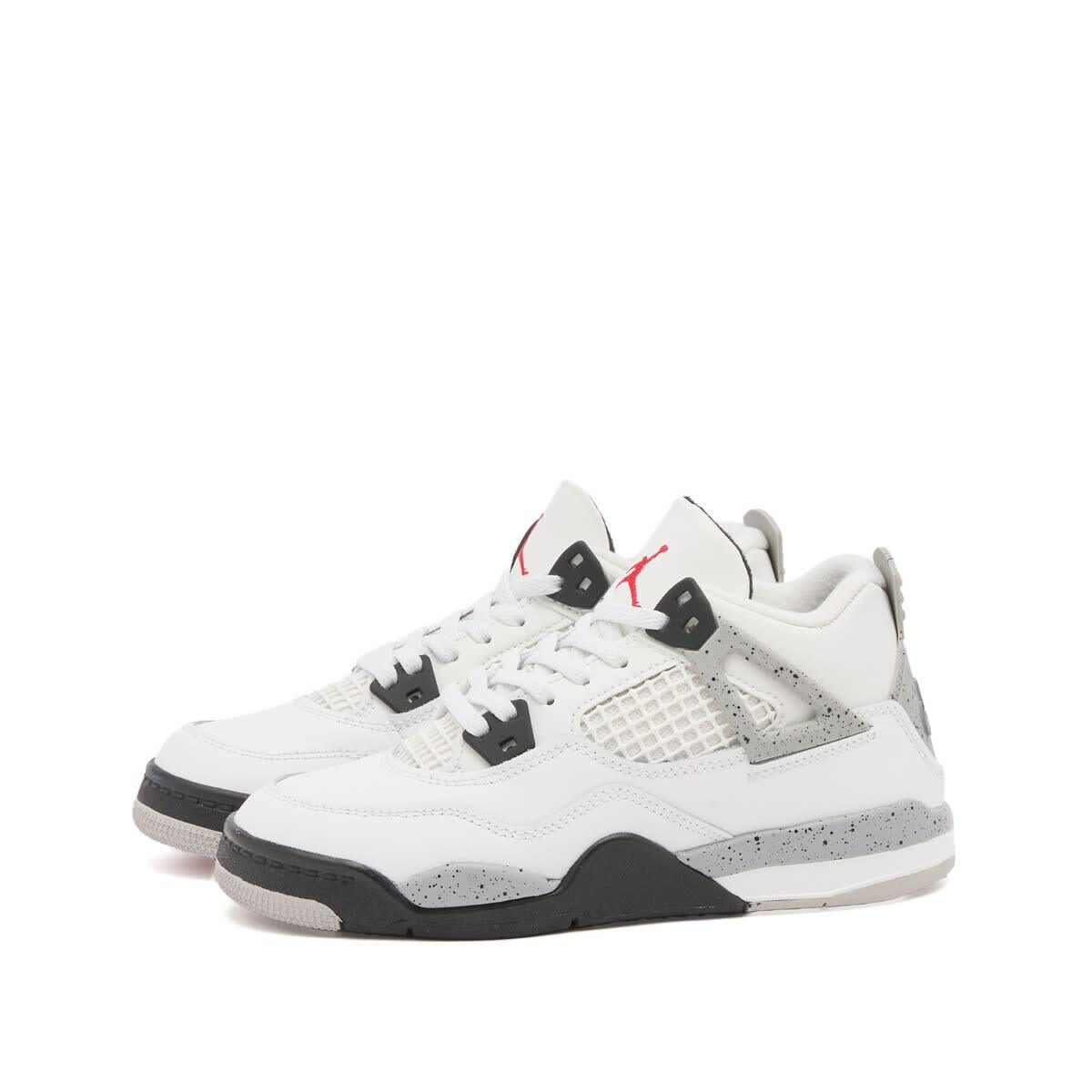 Air Jordan 4 Retro OG (PS) in White/Red/Grey