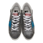 Golden Goose Grey and Blue Suede Superstar Sneakers