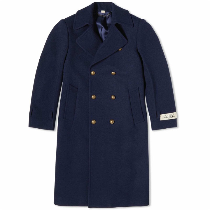 Photo: Gucci Men's Double Breasted Wool Coat in Blue