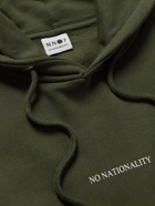 NN07 - Barrow Printed Combed Cotton-Jersey Hoodie - Green