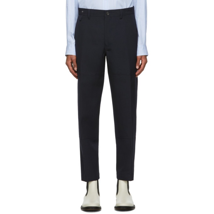 Photo: Lanvin Navy Wool Patch Chino Trousers