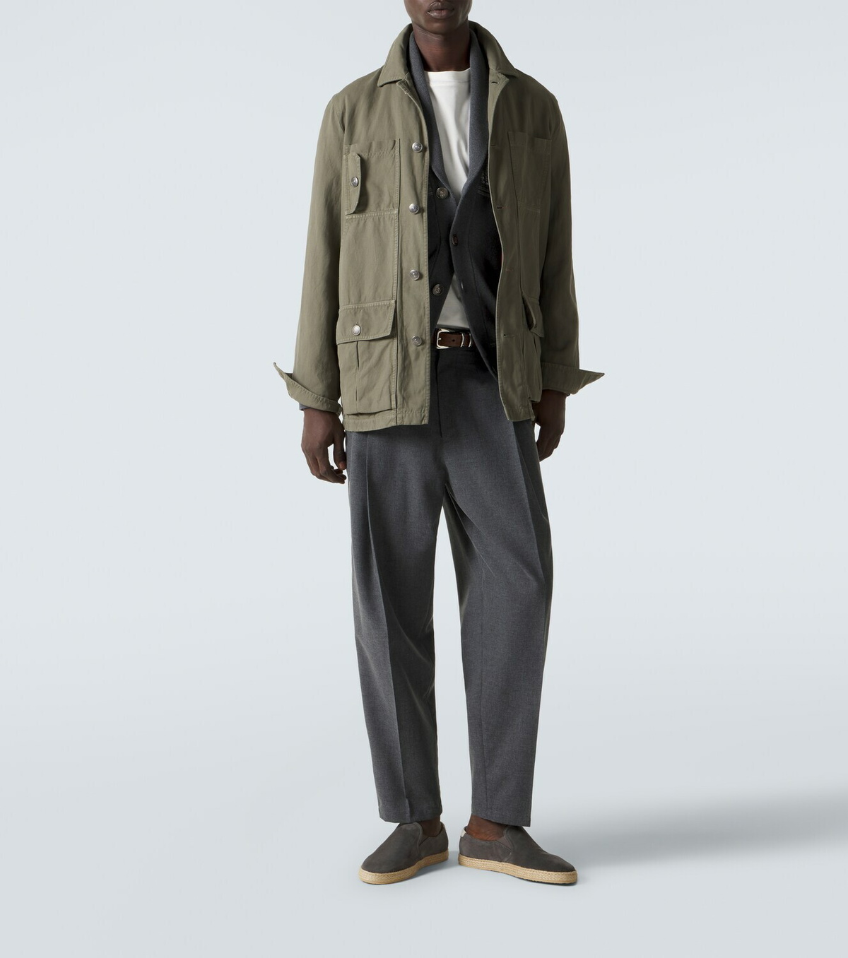 Brunello Cucinelli Jute-trimmed suede slip-on shoes