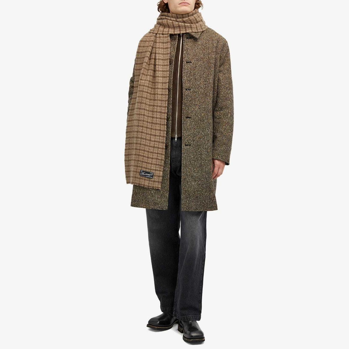 mfpen Men's Wool Scarf in Brown Check 