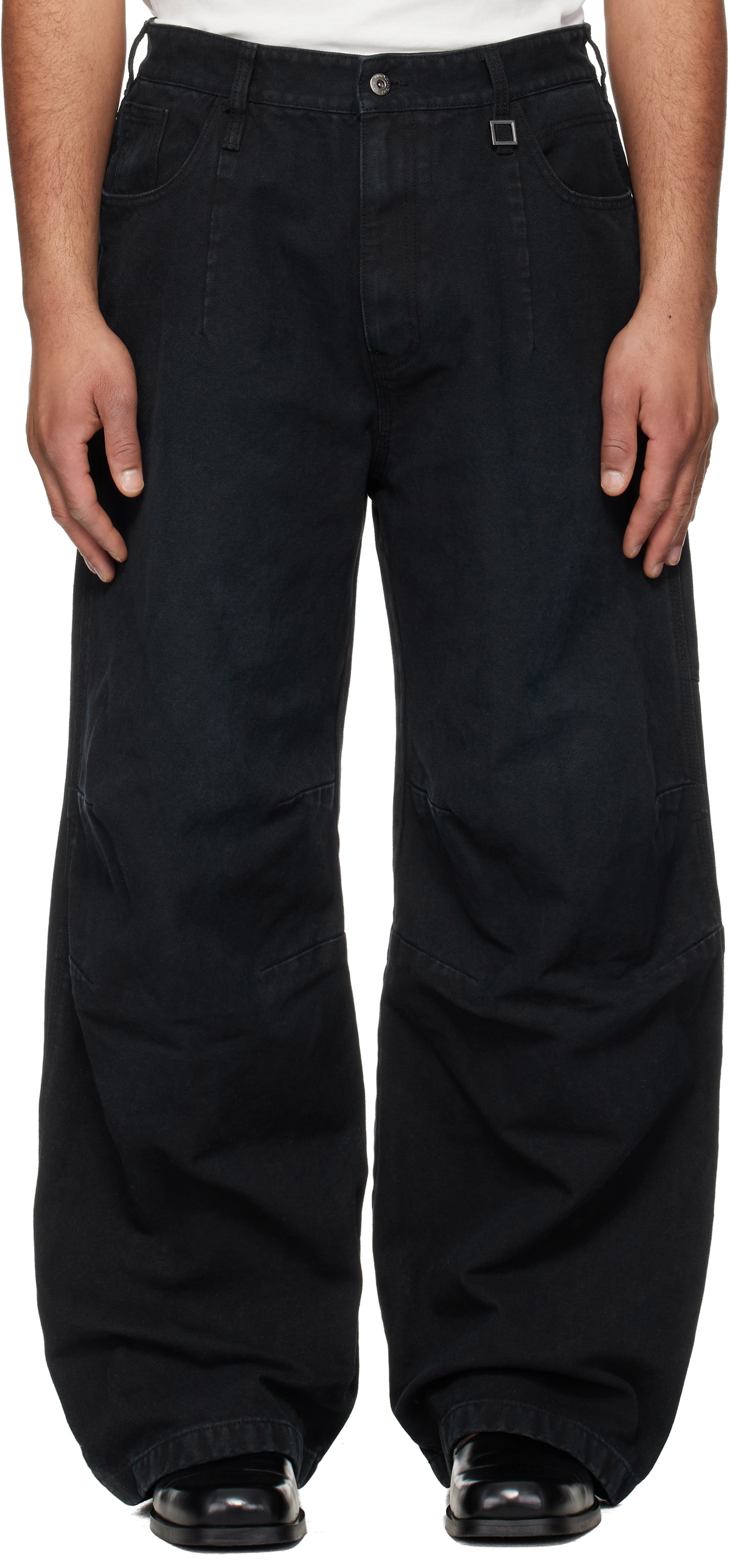 WOOYOUNGMI Navy 3D Wide Dyed Jeans