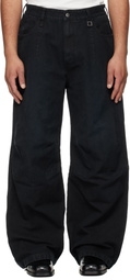 WOOYOUNGMI Navy 3D Wide Dyed Jeans