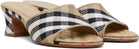 Burberry Tan Check Sloane Mule Heeled Sandals