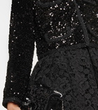 Self-Portrait Cropped sequined jacket