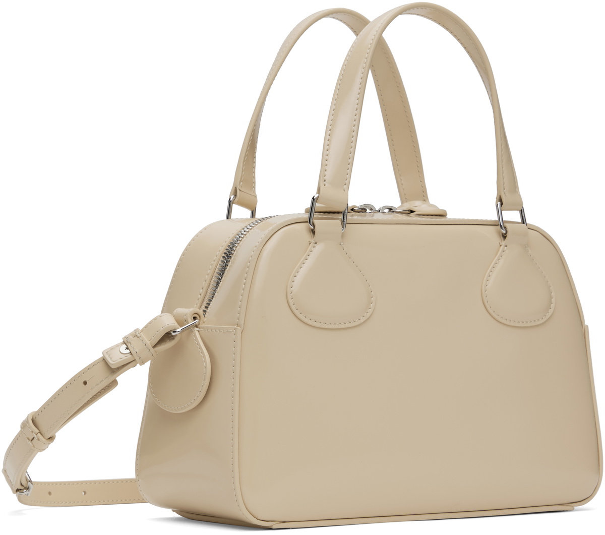 Courrèges Beige AC Stud Leather Bowling Bag