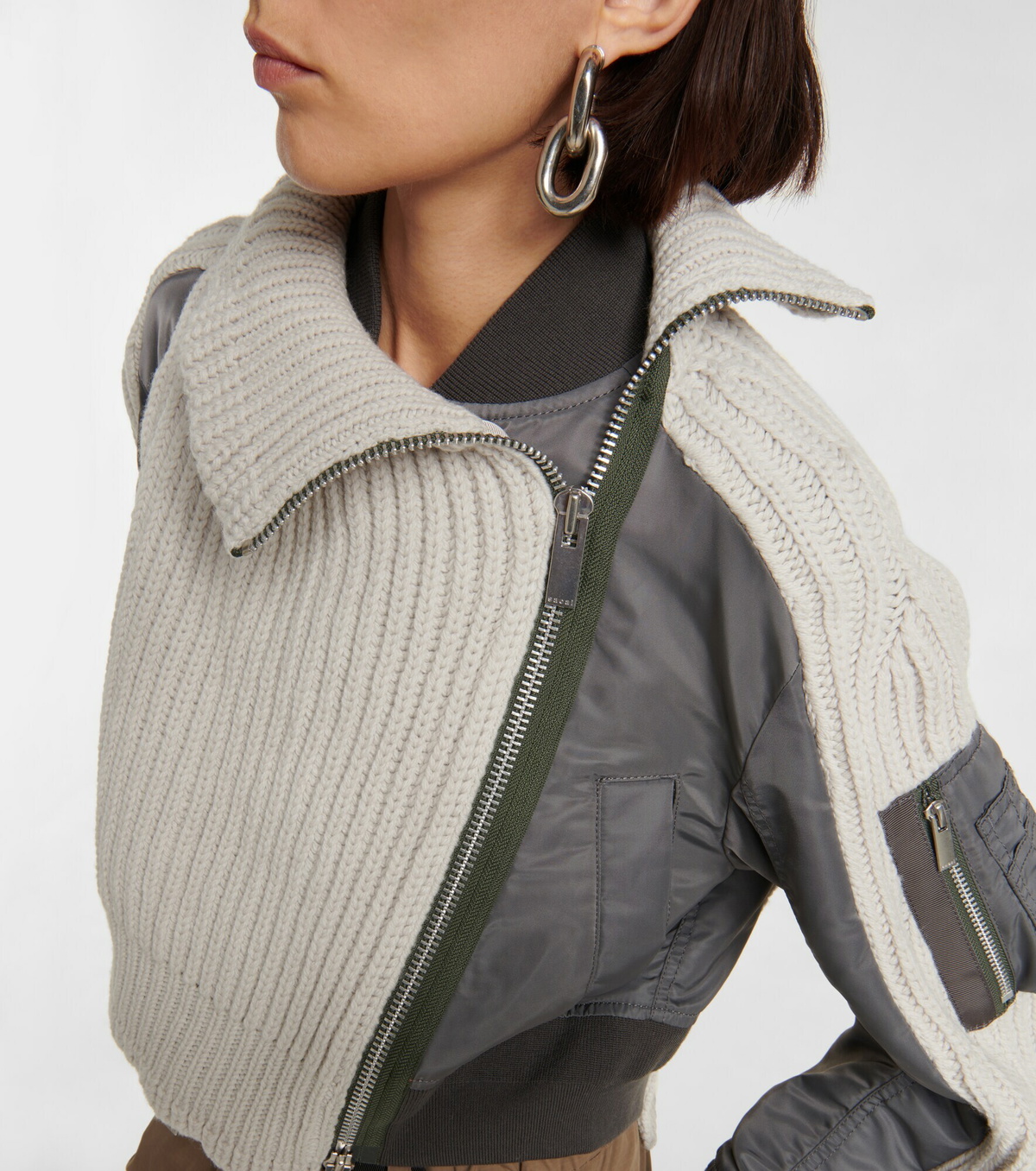 Sacai - Layered wool and nylon jacket Sacai