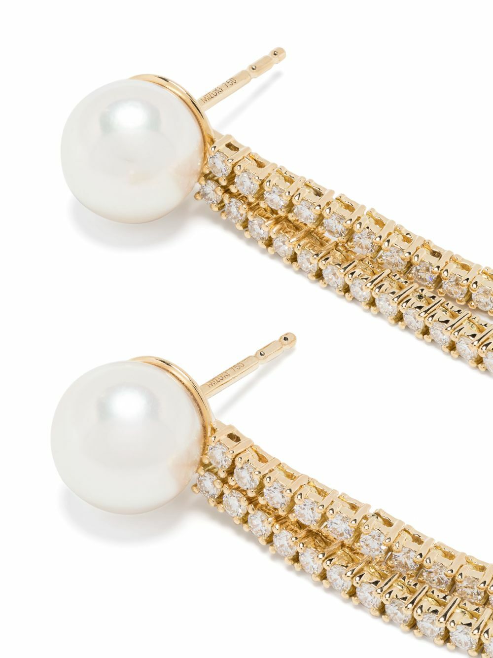 Mizuki 18K Yellow Gold Akoya Pearl And Diamond Drop Earrings