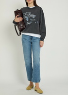 Anine Bing Spencer Printed Cotton Sweatshirt Black