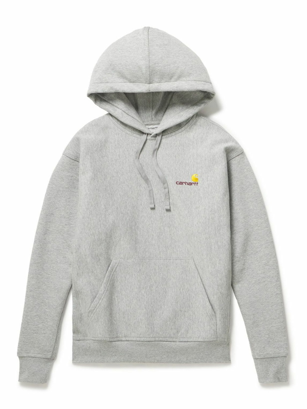 Photo: Carhartt WIP - American Script Logo-Embroidered Cotton-Blend Jersey Hoodie - Gray