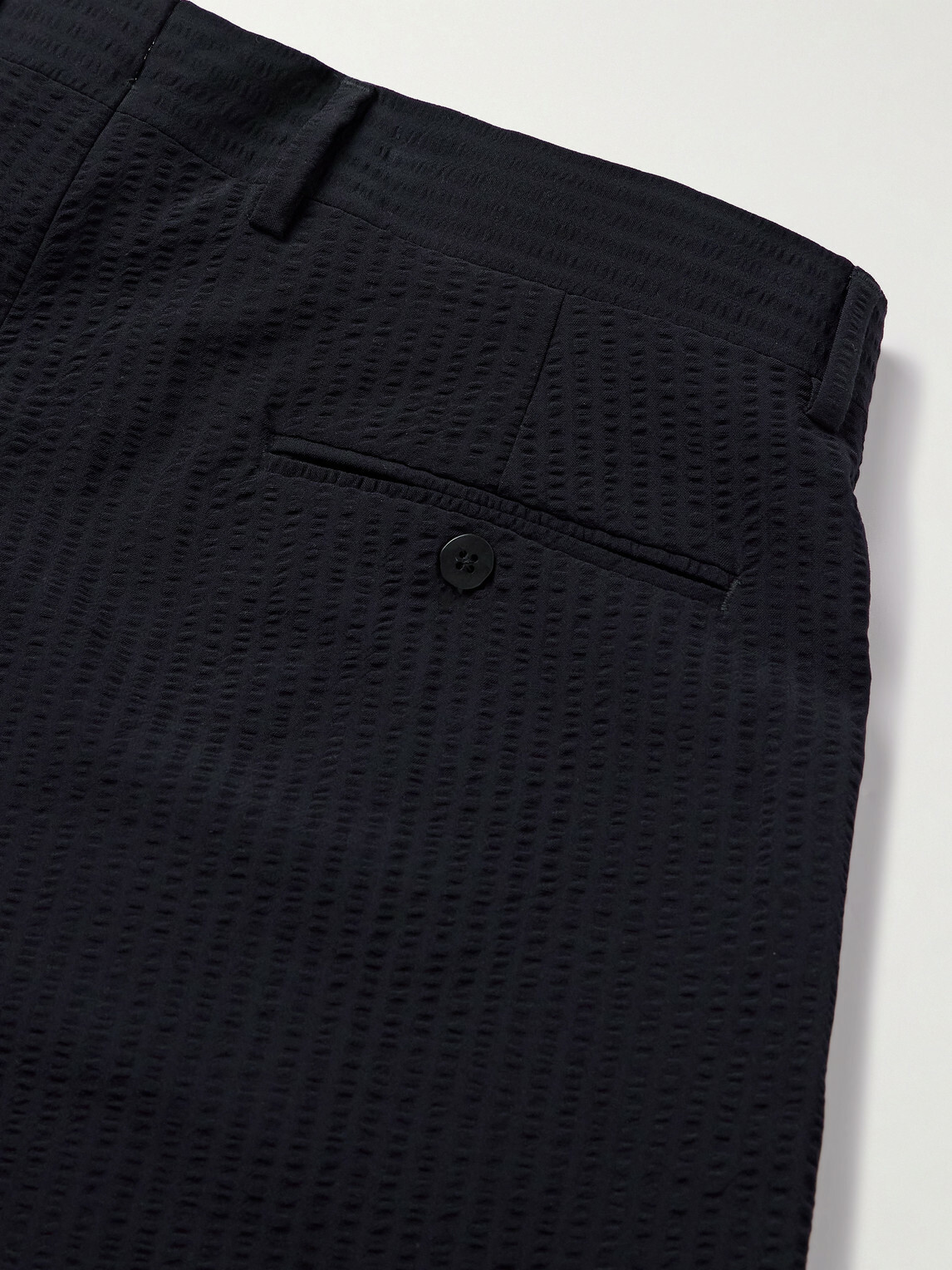 Stòffa - Pleated Wool-Seersucker Shorts - Blue