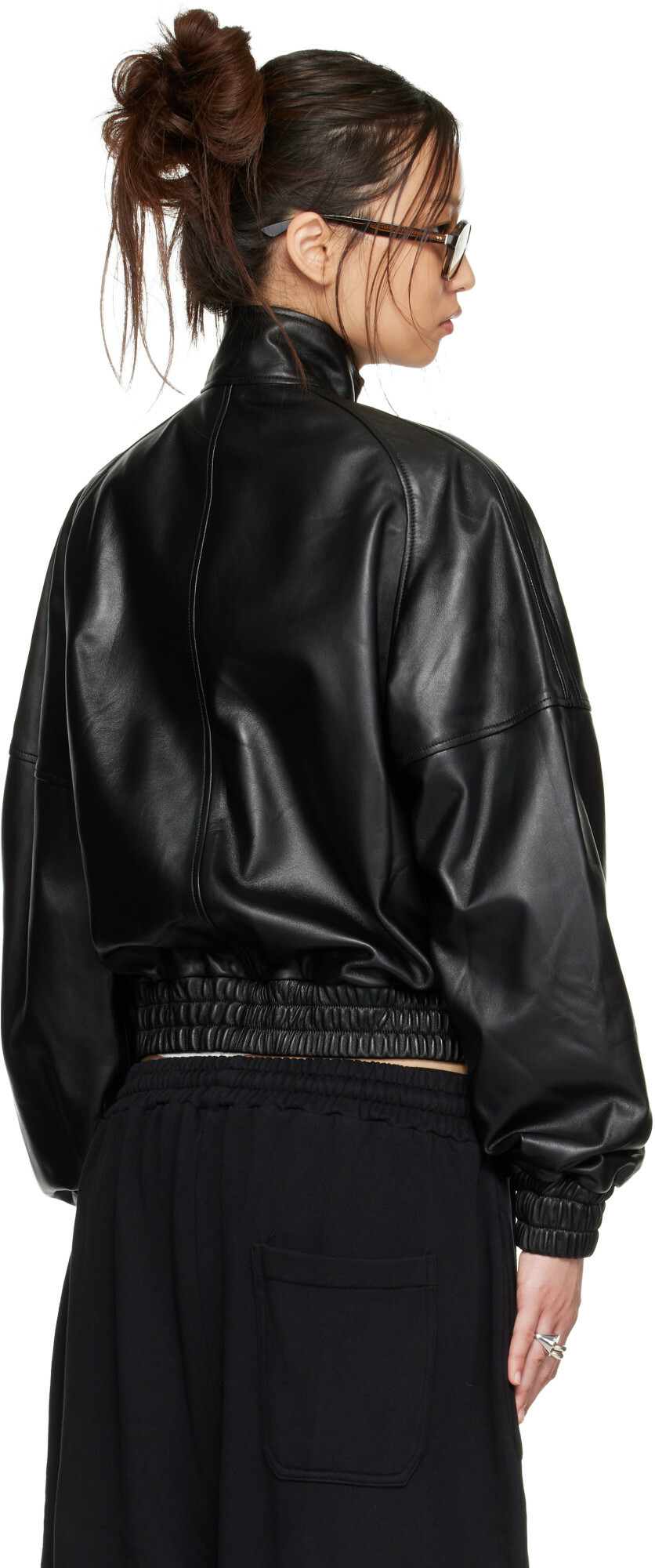 LU'U DAN Black Blouson Leather Jacket