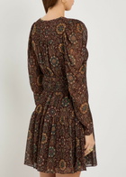 Paige Aries Patterned Silk Mini Dress Dark Brown