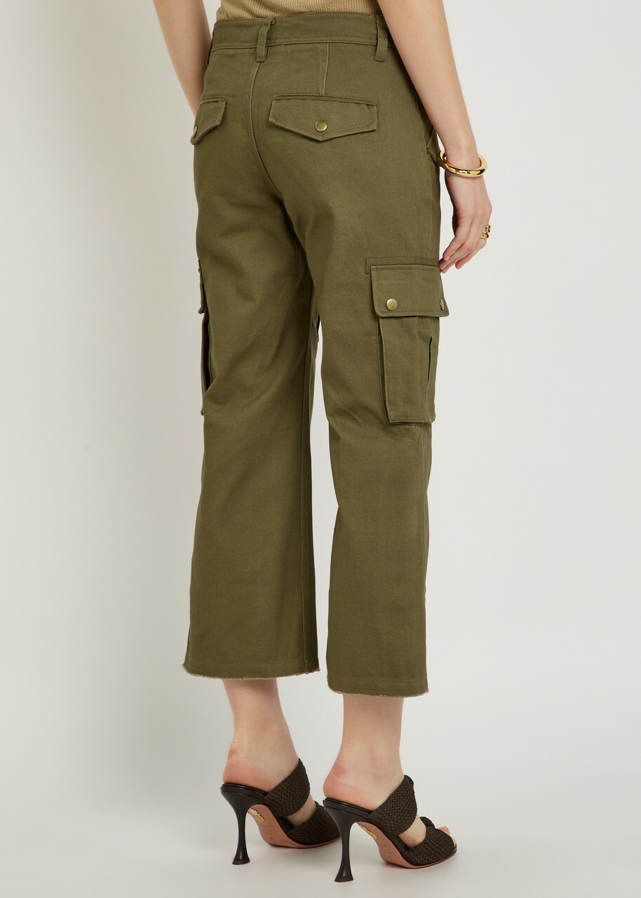 Isabel Marant Josine Twill Cropped Cargo Trousers Khaki