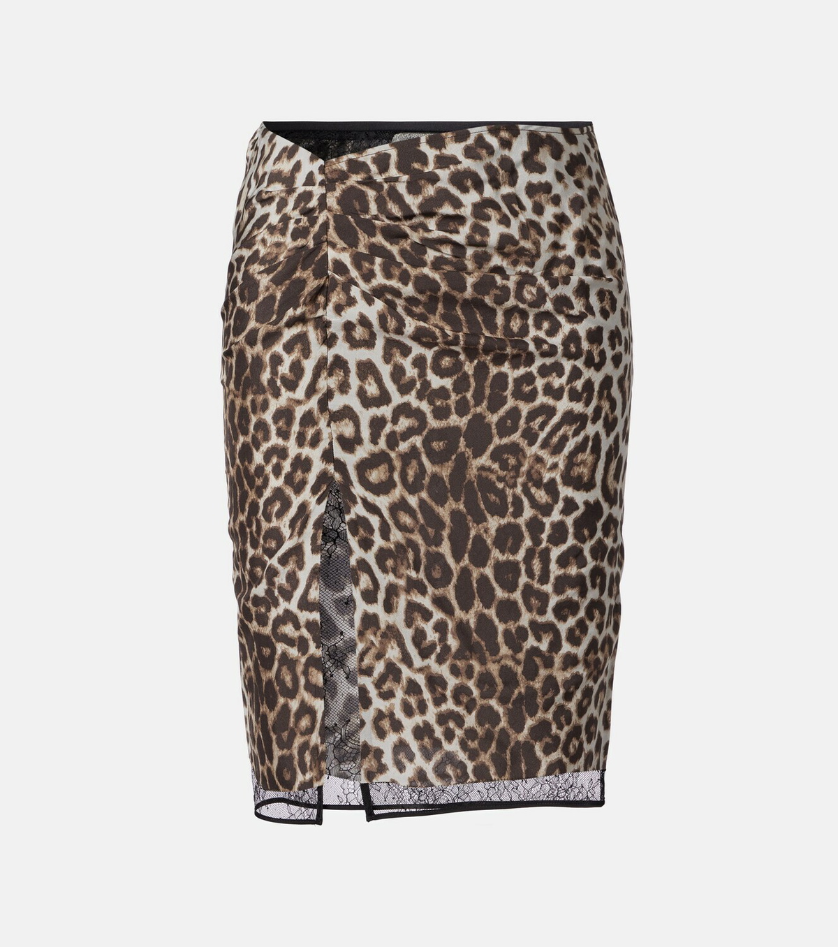 Jacques Wei Leopard-print silk lace midi skirt