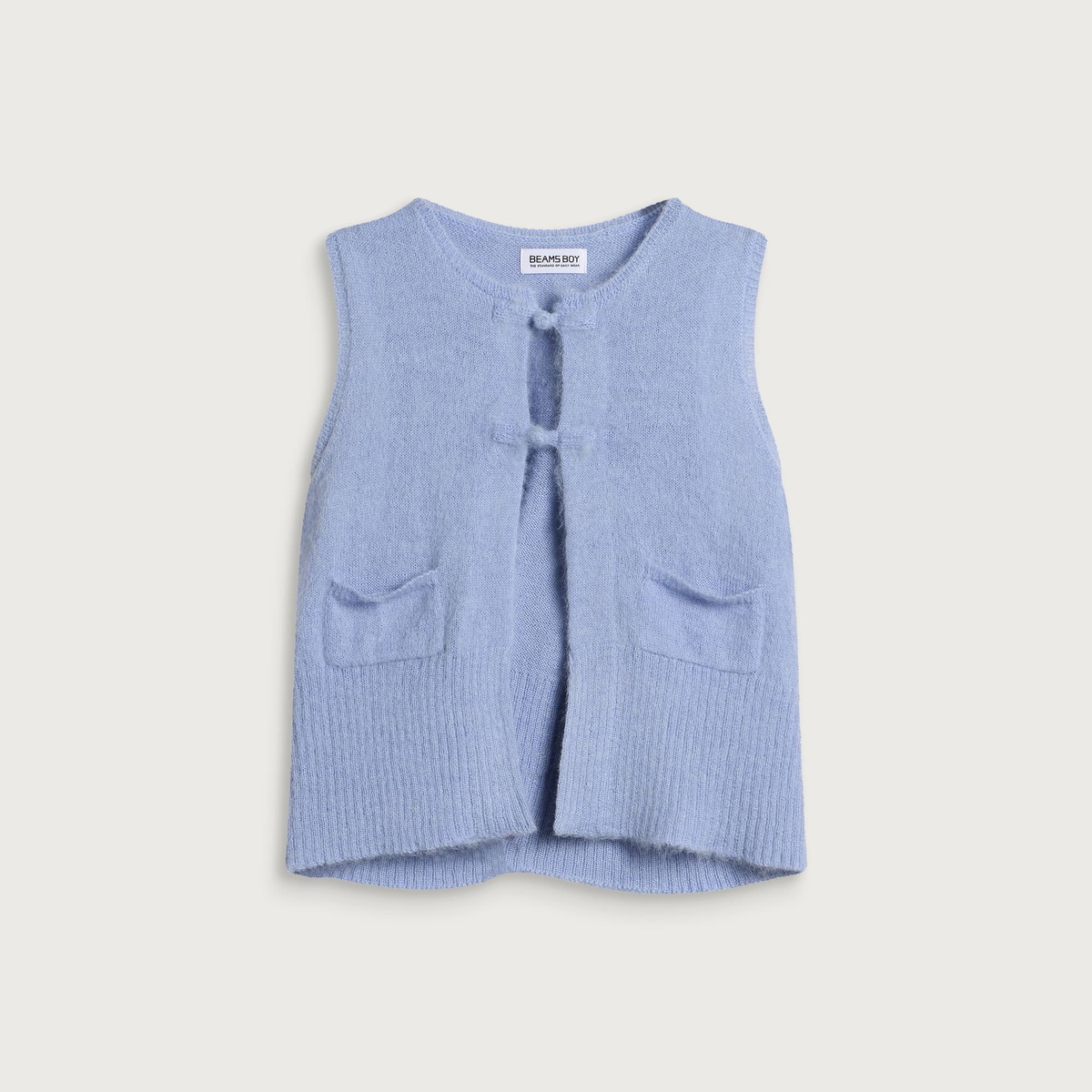 Beams Boy Women's China Button Knit Vest in Light Blue
