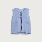 Beams Boy Women's China Button Knit Vest in Light Blue